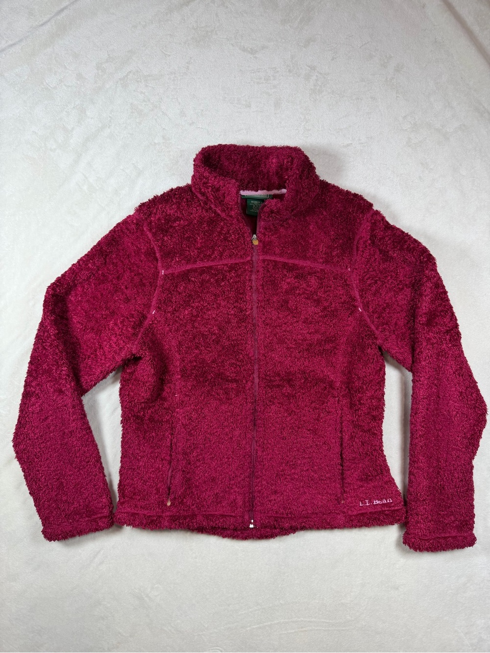 L.L. Bean Women's Medium Reg Synchilla Plush Full-Zip Teddy Jacket in Berry